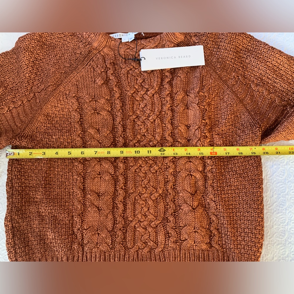Gorgeous Veronica Beard Yola Foil Finish Sweater in Copper, Size Large. NWT. - Picture 8 of 8